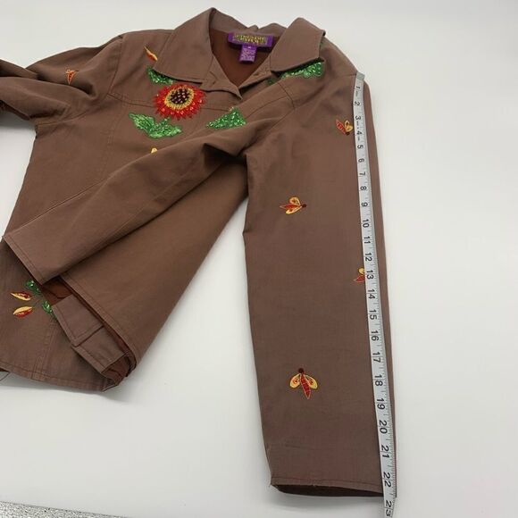 Tapestry Patch Red Flower & Bees Light Jacket Size M - Picture 9 of 12